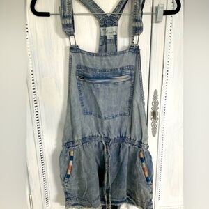 Denim Overalls Size Small By Vintage Havana embroidered pockets lightweight soft